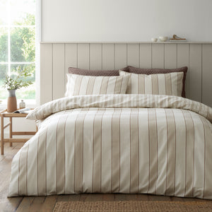 Bianca Fine Linens Regal Stripe Natural 100% Brushed Cotton Duvet Set