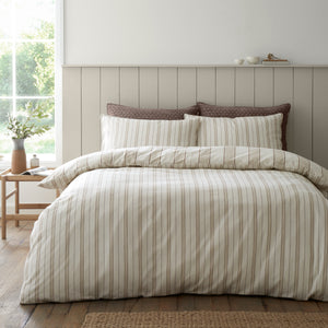 Bianca Fine Linens Regal Stripe Natural 100% Brushed Cotton Duvet Set