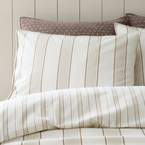 Bianca Fine Linens Regal Stripe Natural 100% Brushed Cotton Duvet Set