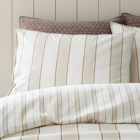 Bianca Fine Linens Regal Stripe Natural 100% Brushed Cotton Duvet Set