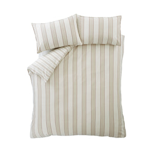 Bianca Fine Linens Regal Stripe Natural 100% Brushed Cotton Duvet Set
