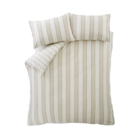 Bianca Fine Linens Regal Stripe Natural 100% Brushed Cotton Duvet Set