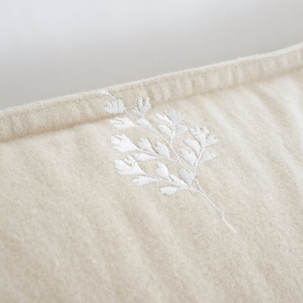 Bianca Fine Linens Leaf Embroidery Natural 100% Brushed Cotton Duvet Set