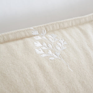 Bianca Fine Linens Leaf Embroidery Natural 100% Brushed Cotton Duvet Set