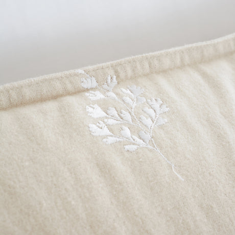 Bianca Fine Linens Leaf Embroidery Natural 100% Brushed Cotton Duvet Set
