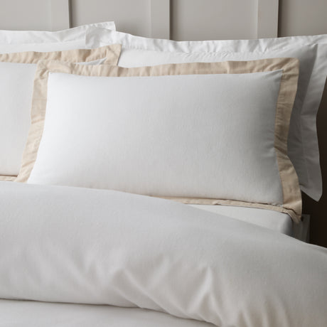 Bianca Fine Linens Tailored White/Natural 100% Brushed Cotton Duvet Set