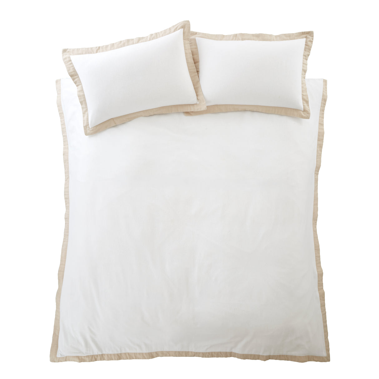 Bianca Fine Linens Tailored White/Natural 100% Brushed Cotton Duvet Set