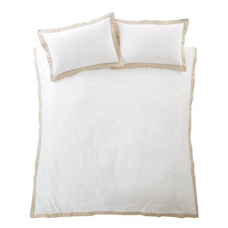 Bianca Fine Linens Tailored White/Natural 100% Brushed Cotton Duvet Set