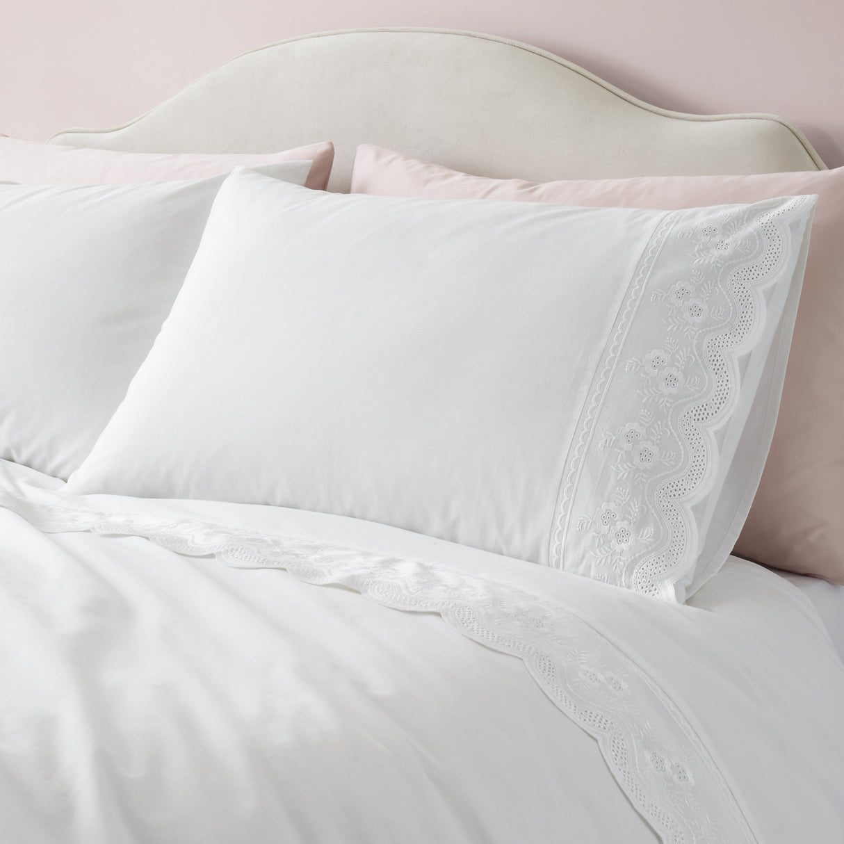 Bianca Fine Linens Elise Lace White Duvet Set