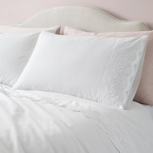 Bianca Fine Linens Elise Lace White Duvet Set
