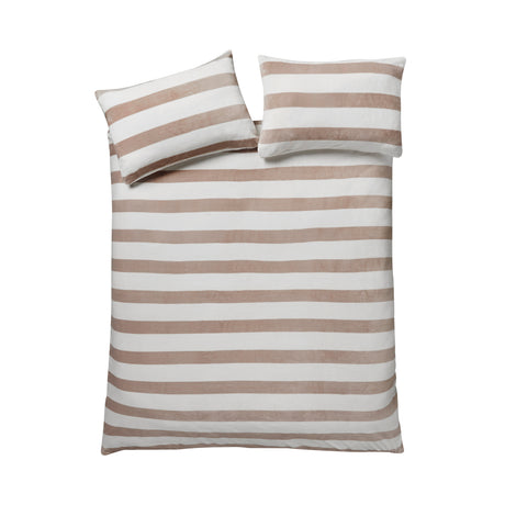 Catherine Lansfield Cosy Sherpa Stripe Natural Duvet Set