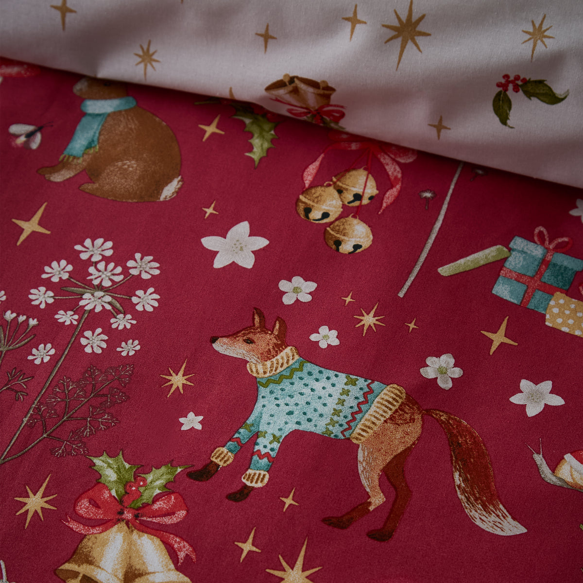 Catherine Lansfield Christmas Enchanted Twilight Red Duvet Set