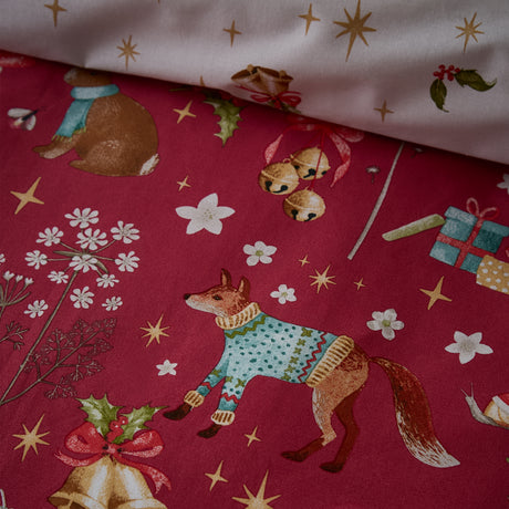 Catherine Lansfield Christmas Enchanted Twilight Red Duvet Set