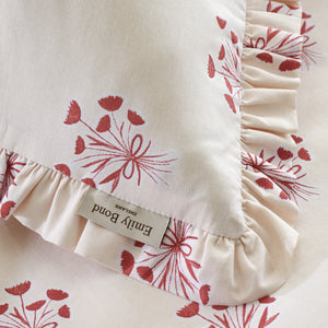 Emily Bond Hand Gathered Posy Cream/Red Duvet Set