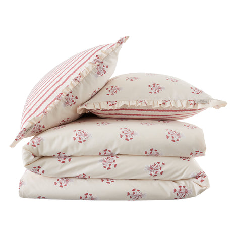 Emily Bond Hand Gathered Posy Cream/Red Duvet Set