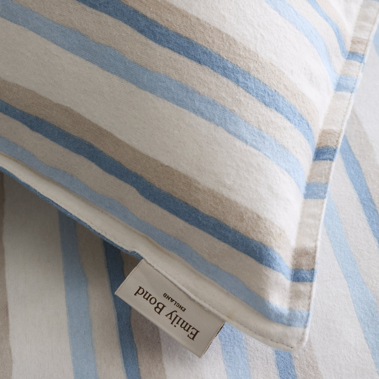 Emily Bond Somerset Stripe Blue 100% Brushed Cotton Duvet Set
