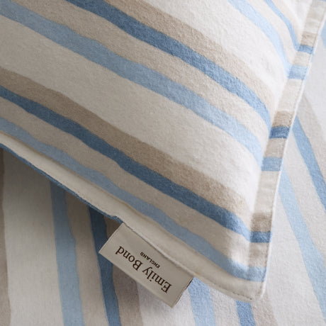 Emily Bond Somerset Stripe Blue 100% Brushed Cotton Duvet Set