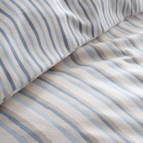 Emily Bond Somerset Stripe Blue 100% Brushed Cotton Duvet Set