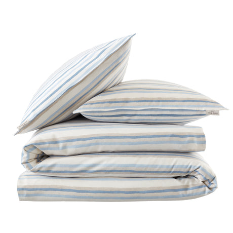 Emily Bond Somerset Stripe Blue 100% Brushed Cotton Duvet Set