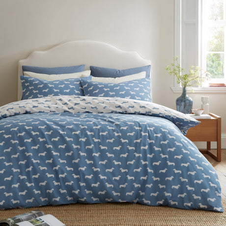 Emily Bond Peggy Dachshund Cream/Blue Duvet Set