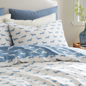 Emily Bond Peggy Dachshund Cream/Blue Duvet Set