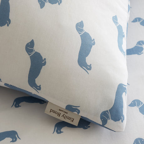 Emily Bond Peggy Dachshund Cream/Blue Duvet Set