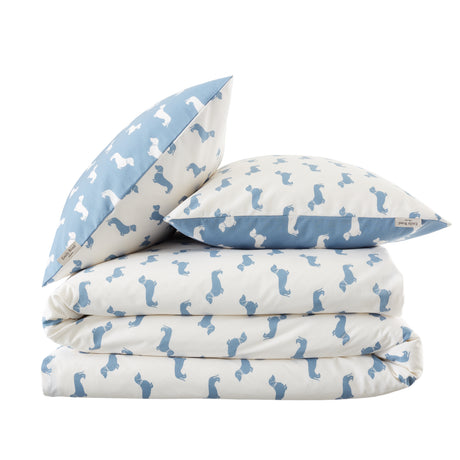 Emily Bond Peggy Dachshund Cream/Blue Duvet Set