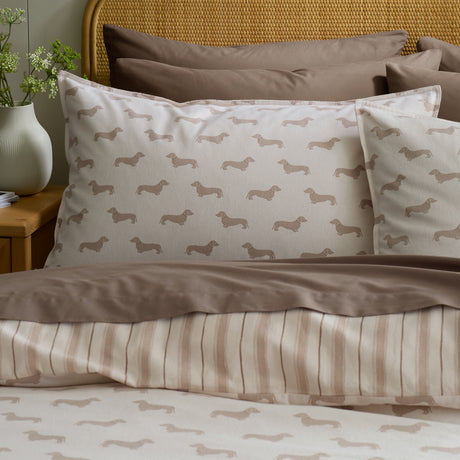 Emily Bond Peggy Dachshund Cream/Natural 100% Brushed Cotton Duvet Set