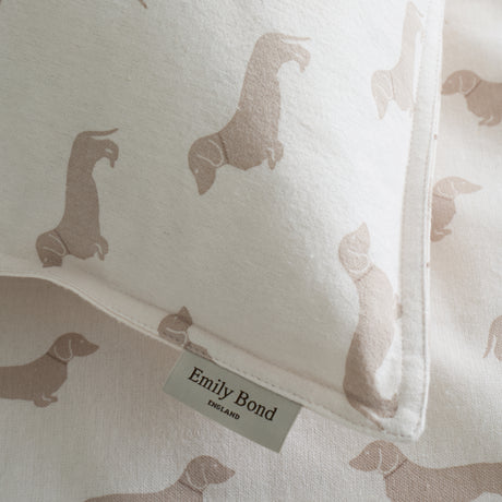 Emily Bond Peggy Dachshund Cream/Natural 100% Brushed Cotton Duvet Set