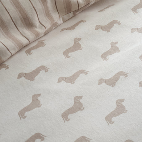 Emily Bond Peggy Dachshund Cream/Natural 100% Brushed Cotton Duvet Set