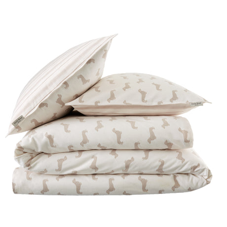 Emily Bond Peggy Dachshund Cream/Natural 100% Brushed Cotton Duvet Set
