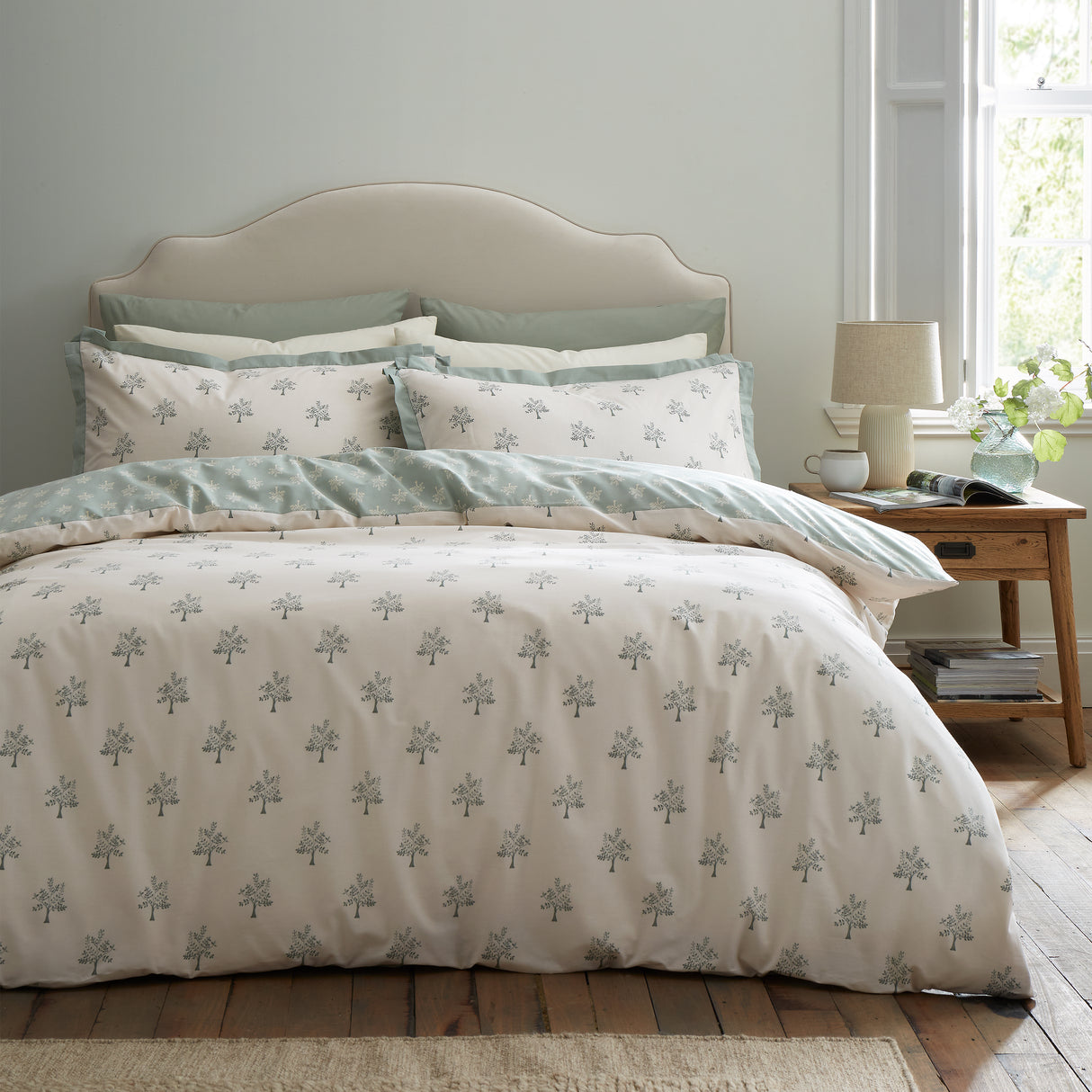 Emily Bond Dapplewood Trees Cream/Green Duvet Set