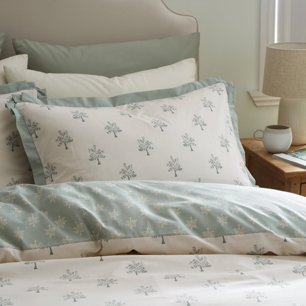 Emily Bond Dapplewood Trees Cream/Green Duvet Set