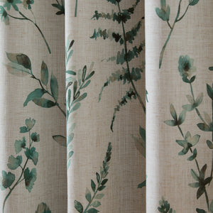 Catherine Lansfield Watercolour Leaves Natural/Green Eyelet Curtains