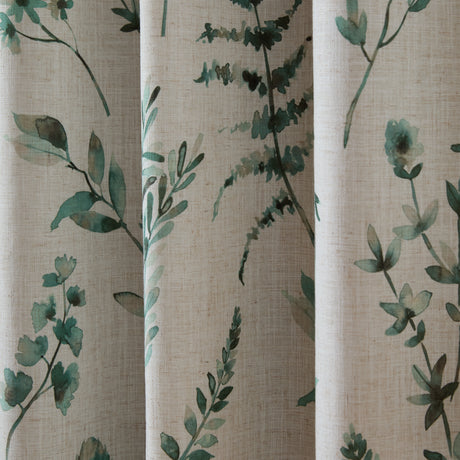 Catherine Lansfield Watercolour Leaves Natural/Green Eyelet Curtains