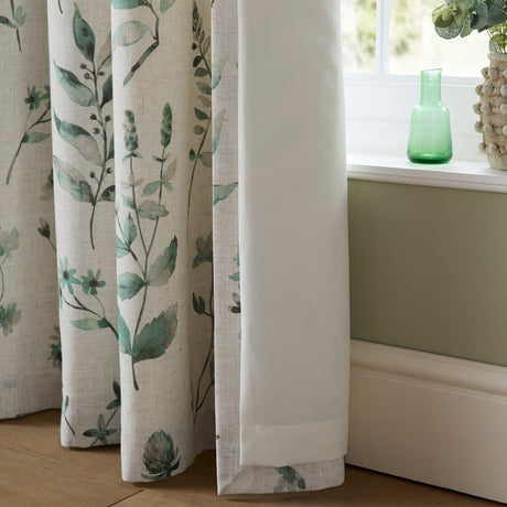 Catherine Lansfield Watercolour Leaves Natural/Green Eyelet Curtains