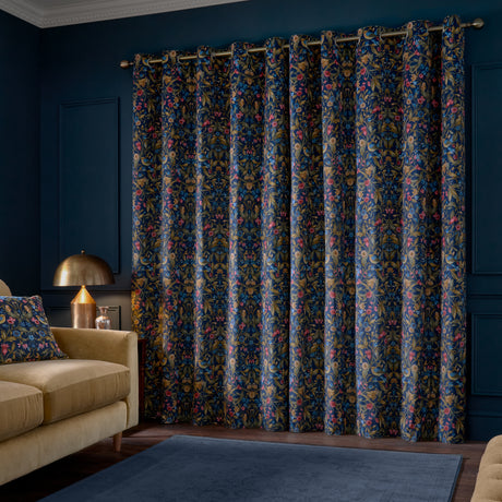 Catherine Lansfield Hedgerow Hopper Navy Eyelet Curtains