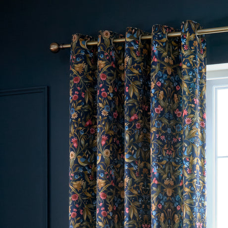 Catherine Lansfield Hedgerow Hopper Navy Eyelet Curtains