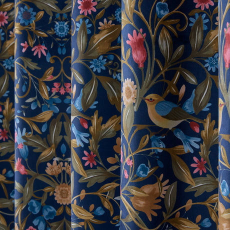 Catherine Lansfield Hedgerow Hopper Navy Eyelet Curtains