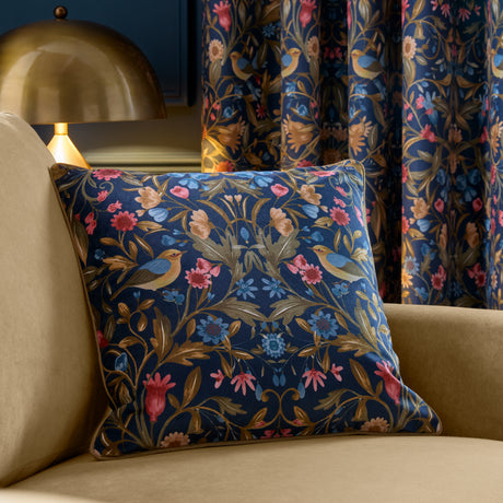Catherine Lansfield Hedgerow Hopper Navy Eyelet Curtains