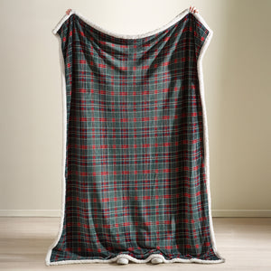 Catherine Lansfield Tartan Sherpa Check Green 130cm x 170cm Throw