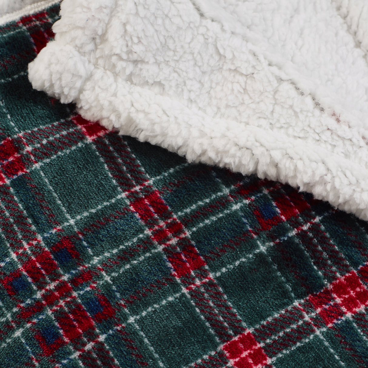 Catherine Lansfield Tartan Sherpa Check Green 130cm x 170cm Throw
