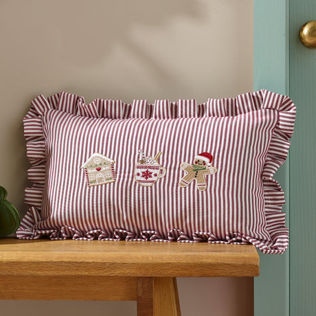 Catherine Lansfield Christmas Gingerbread Stripe Natural Duvet Set