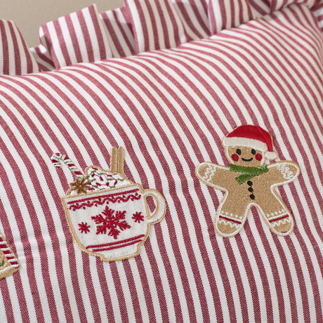 Catherine Lansfield Christmas Gingerbread Stripe Natural Duvet Set