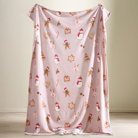 Catherine Lansfield Christmas Gingerbread Stripe Natural Duvet Set