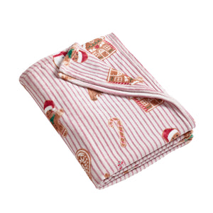 Catherine Lansfield Christmas Gingerbread Stripe Natural Duvet Set