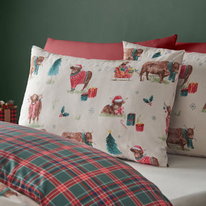 Catherine Lansfield Christmas Highland Cow Natural Duvet Set