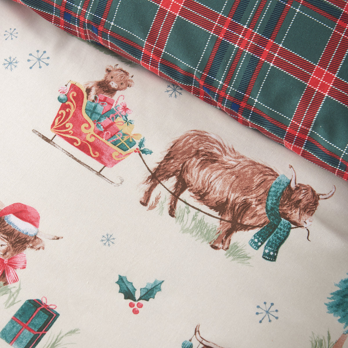 Catherine Lansfield Christmas Highland Cow Natural Duvet Set