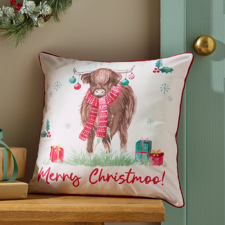 Catherine Lansfield Christmas Highland Cow Natural Duvet Set
