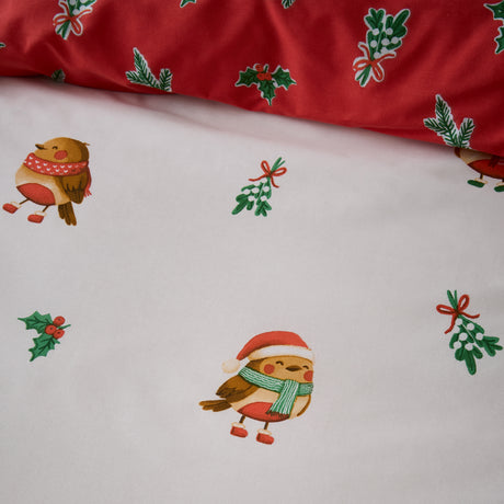 Catherine Lansfield Christmas Robins Red Duvet Set